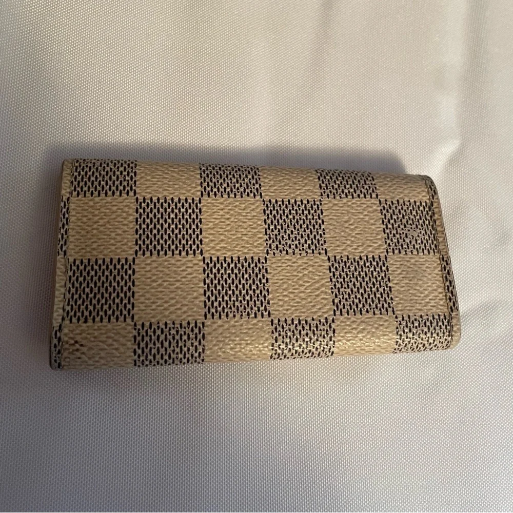 LOUIS VUITTON Damier Azur Multicles Key Holder Key Ring LV Cream Gray Checkered